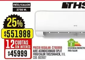 AIRE ACONDICIONADO SPLIT FRIO/CALOR THS25HA4CN