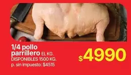 1/4 pollo parrillero