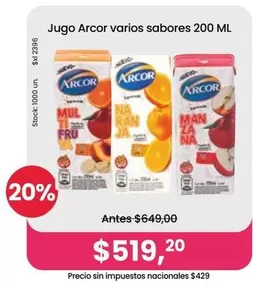 Arcor - Jugo varios sabores 200 ML