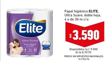 Elite - Papel higiénico, Ultra Suave, doble hoja