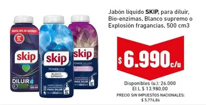 Skip - para diluir, Bio-enzimas, Blanco supremo o Explosión fragancias
