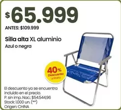 XL - Silla alta  aluminio