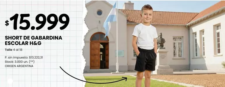 Origen - SHORT DE GABARDINA ESCOLAR H&G