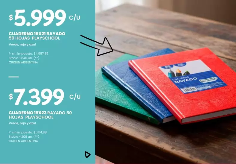 Rojo - CUADERNO EXTRAYADO 50 HOJAS PLAYSCHOOL, CUADERNO 15X23 RAYADO 50 HOJAS PLAYSCHOOL