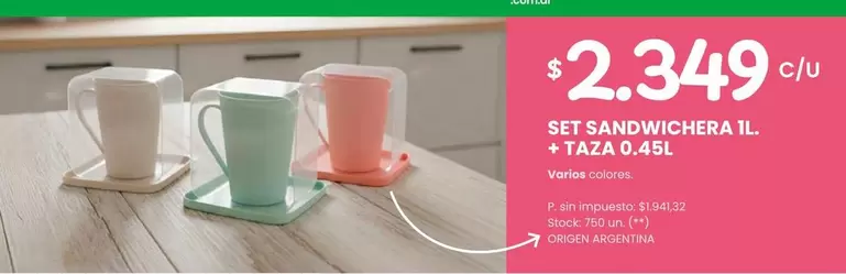 Origen - SET SANDWICHERA 1L + TAZA 0,45L
