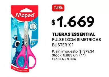 Maped - TIJERAS ESSENTIAL PULSE 13CM SIMETRICAS