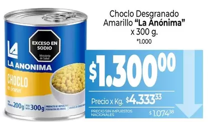La Anónima - Choclo Desgranado Amarillo