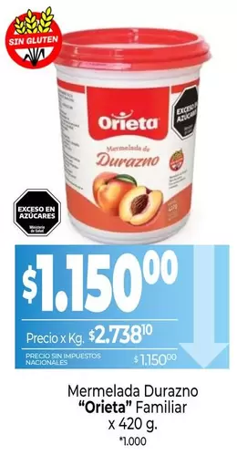 Orieta - Mermelada Durazno Familiar