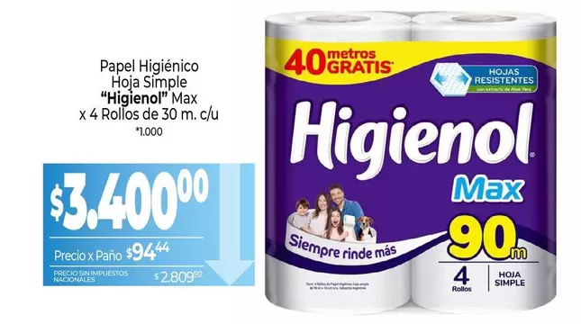 Higienol - Hoja Simple Max