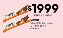 Vizzio - Chocolate Con Leche y Mani x 85 Gr.