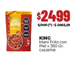 King - Maní Frito con Piel x 350 Gr.