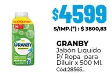 Granby - Jabón Liquido P/Ropa para Diluir x 500 MI.
