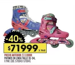 X$ - PATINES EN LINEA TALLE 31-34