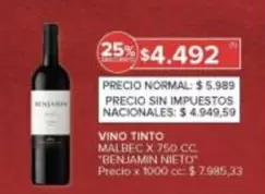 Malbec - VINO TINTO MALBEC X 750 CC