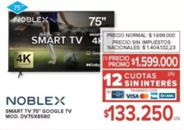 Noblex - SMART TV 75" GOOGLE TV