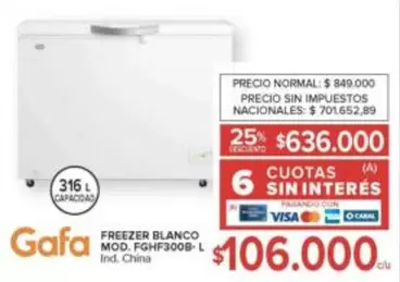 Gafa - FREEZER BLANCO MOD. FGHF300B-L