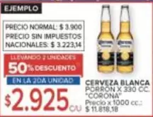 Corona - CERVEZA BLANCA PORRON X 330 CC.