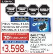 Oreo - GALLETITAS CHOCOLATE RELLENA DE VAINILLA