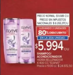 Elvive - SHAMPOO ACONDICIONADOR HIDRA RELLENADOR
