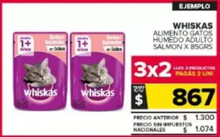 Whiskas - ALIMENTO GATOS HUMEDO ADULTO SALMON X 85GRS