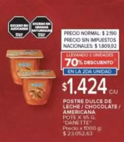 Danette - POSTRE DULCE DE LECHE/CHOCOLATE/AMERICANA