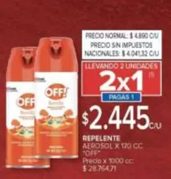 Off - REPELENTE AEROSOL X 170 CC
