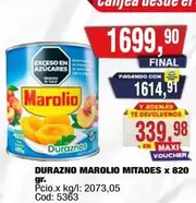 Marolio - DURAZNO MITADES x 820
