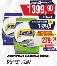 Esencial - JABON POLVO ESENCIAL X 800 GR