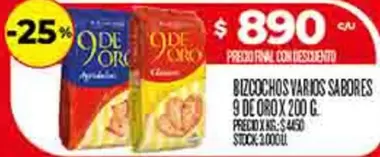 9 de oro - BIZCOCHOS VARIOS SABORES