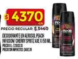 Axe - DESODORANTE EN AEROSOL PEACH INFUSION/ CHERRY SPRITZ X 150 MIL