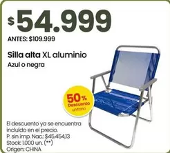 XL - Silla alta  aluminio