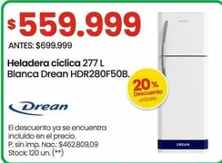 Drean - Heladera cíclica 277 L Blanca HDR280F50B