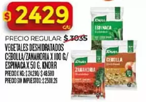 Knorr - VEGETALES DESHIDRATADOS CEBOLLA/ZANAHORIA X 100 G/ ESPINACA X 50 G