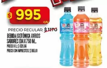 XL - BEBIDA ISOTÓNICA VARIOS SABORES