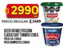 Patagonia - QUESO UNTABLE CLÁSICO/LIGHT TONADITA