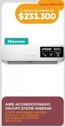 Hisense - ON/OFF 2750W