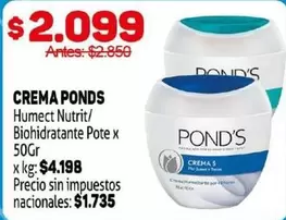 Ponds - Humect Nutrit/Biohidratante Pote x 50Gr