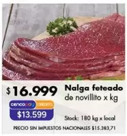 X$ - Nalga feteado de novillito x kg