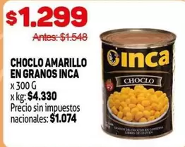 Inca - CHOCLO AMARILLO EN GRANOS