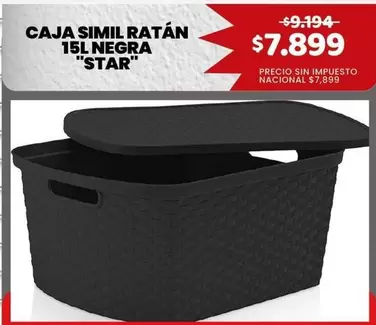 Star - CAJA SIMIL RATÁN 15L NEGRA "STAR"
