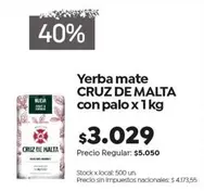 Cruz de Malta - Yerba mate CRUZ DE MALTA con palo x 1 kg