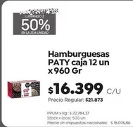 Paty - Hamburguesas caja 12 un