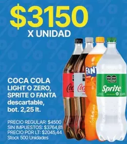 Coca cola - LIGHT O ZERO, SPRITE O FANTA