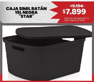 Star - CAJA SIMIL RATÁN 15L NEGRA "STAR"
