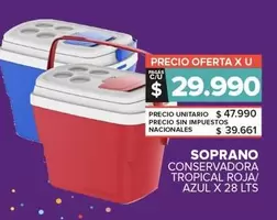 X$ - CONSERVADORA TROPICAL ROJA/ AZUL X 28 LTS