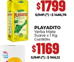 Playadito - Yerba Mate Suave x 1 Kg.