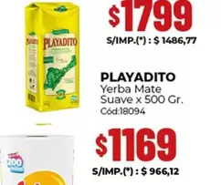 Playadito - Yerba Mate Suave x 1 Kg.