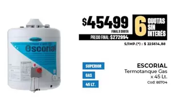 Escorial - Termotanque Gas x 45 Lt
