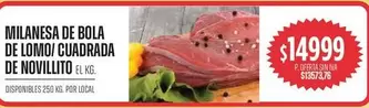 MILANESA DE BOLA DE LOMO/ CUADRADA DE NOVILLITO