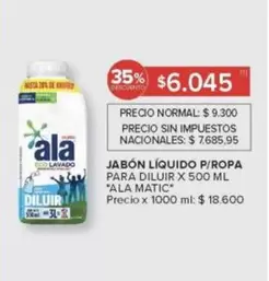 Ala - JABÓN LÍQUIDO P/ROPA PARA DILUIR